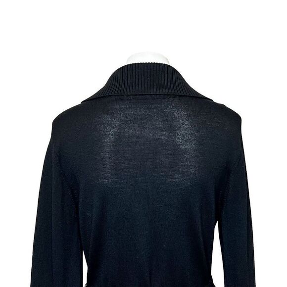 Halogen black merino wool button up cardigan with tie belt size M - Picture 10 of 14